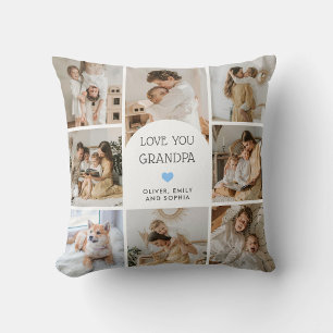 8 Photo Collage Arch We Love You Grandpa Cushion