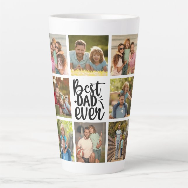 8 Photo Collage Best Dad Ever   Latte Mug (Front)