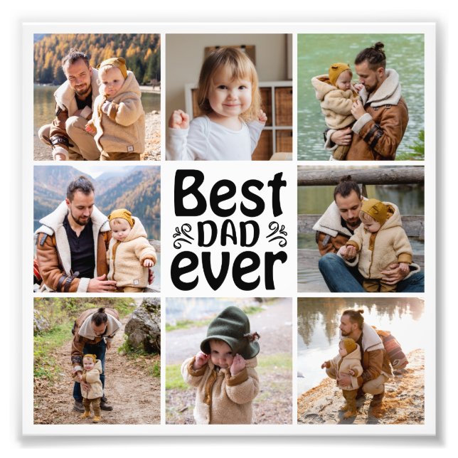 8 Photo Collage Best Dad Ever Photo Enlargement (Front)