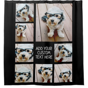8 Photo Collage Best Year Yet -- Can Edit Black Shower Curtain