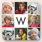 8 Photo Collage Custom Monogram Black and White