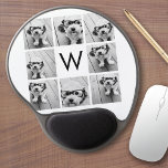 8 Photo Collage Custom Monogram Black and White Gel Mouse Mat<br><div class="desc">You can use Instagram photos for this design. Use 8 square pictures to create a unique and personal gift. Or you can keep the hipster puppy and make a trendy keepsake. If you need to adjust the pictures,  click on the customise tool to make changes.</div>