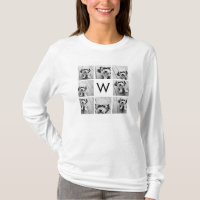 8 Photo Collage Custom Monogram Black and White