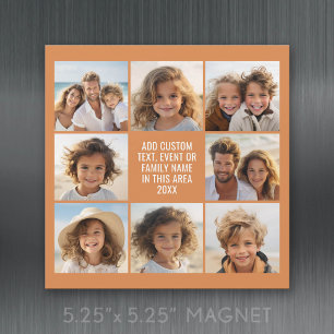 8 Photo Collage - Custom Text - Magnet