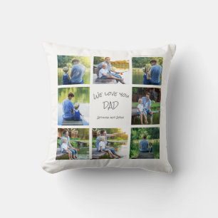 8 Photo Collage Dad Father Keepsake Throw Pillow