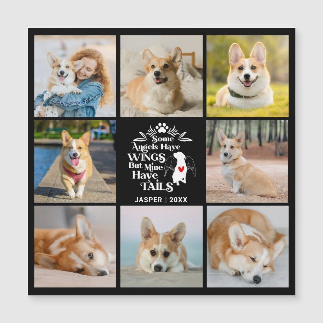 8 Photo Collage Dog Loss Remembrance Magnetic Card (Front)