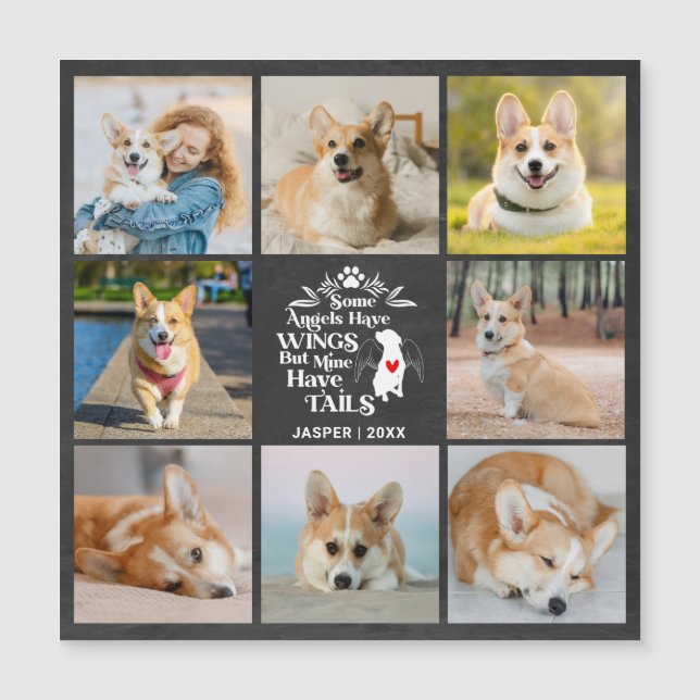 8 Photo Collage Dog Loss Remembrance Magnetic Card (Front)
