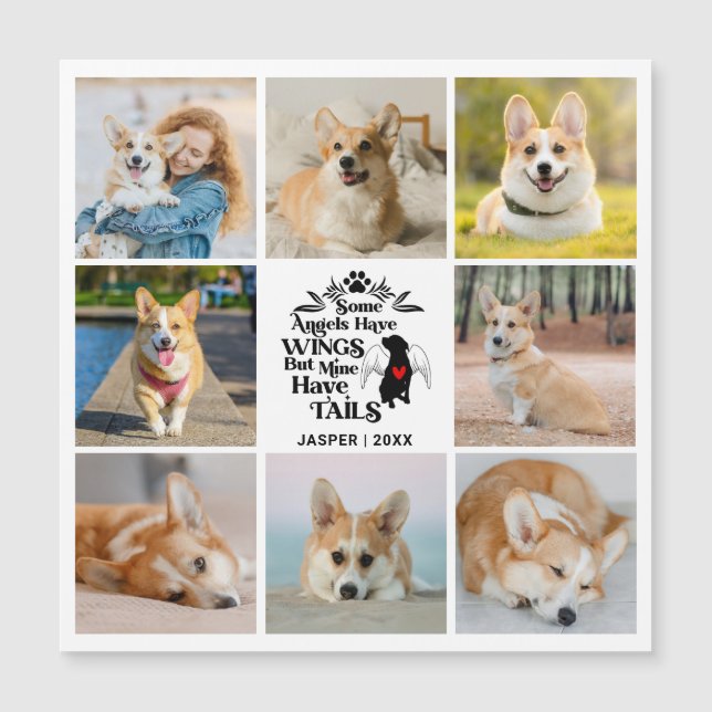 8 Photo Collage Dog Loss Remembrance Magnetic Card (Front)