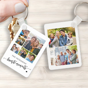 8 photo collage family name personalised key ring