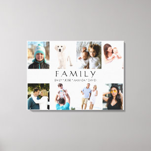 8 Photo Collage Family Personalised Names Canvas Print