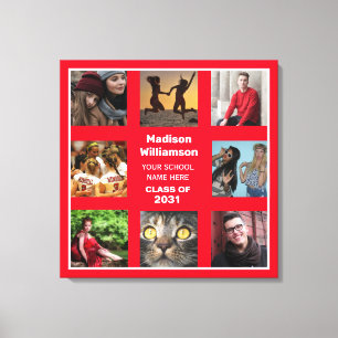 8 Photo Collage Graduation Name Class Of Canvas Print