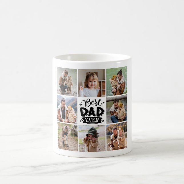 8 Photo Collage Happy Father's Day Best Dad Ever Coffee Mug (Center)