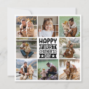 8 Photo Collage Happy First Father's Day Holiday Card