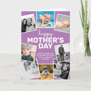 8 Photo Collage Lavender Happy Mother's Day Card