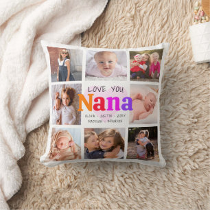 8 Photo Collage Love You Nana Colourful Bold Moder Cushion