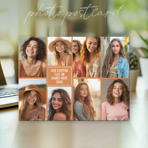 8 Photo Collage Minimalist - Neutral Background Postcard