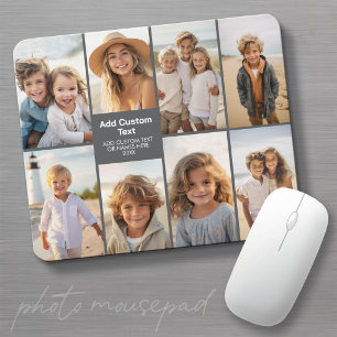 8 Photo Collage Modern Grid - Grey Mouse Mat