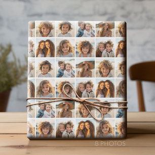 8 Photo Collage - Modern Minimal Grid with White Wrapping Paper