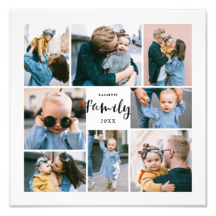 8 Photo Collage Modern Stylish Family   White