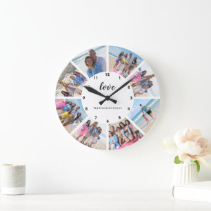 8 Photo Collage Personalised Large Clock