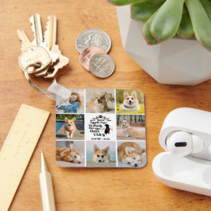 8 Photo Collage Pet Dog Loss Remembrance Key Ring