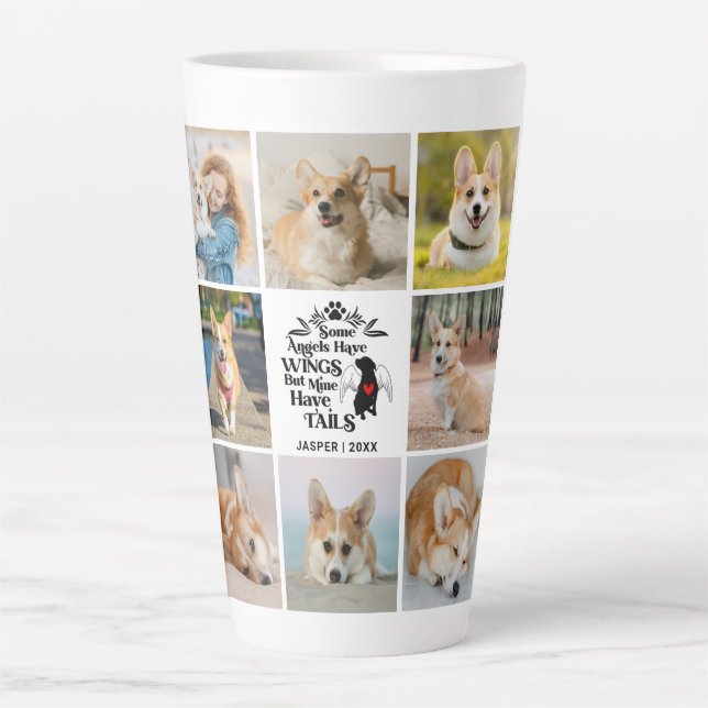 8 Photo Collage Pet Dog Loss Remembrance Latte Mug (Front)