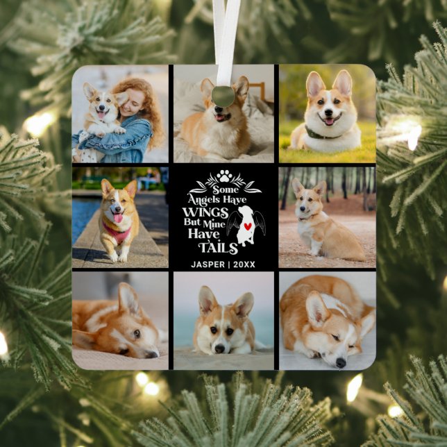 8 Photo Collage Pet Dog Loss Remembrance Metal Tree Decoration (Insitu)
