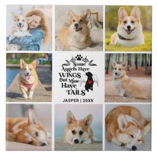 8 Photo Collage Pet Dog Loss Remembrance Tile
