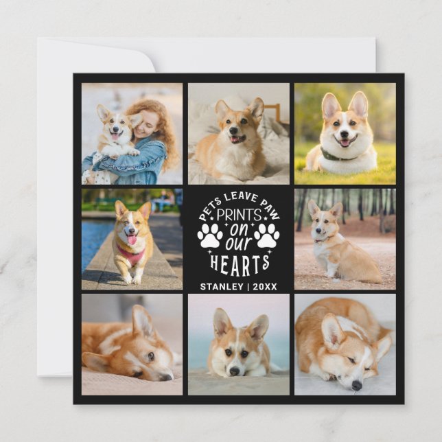 8 Photo Collage Pet Memorial Remembrance Greeting  Card (Front)