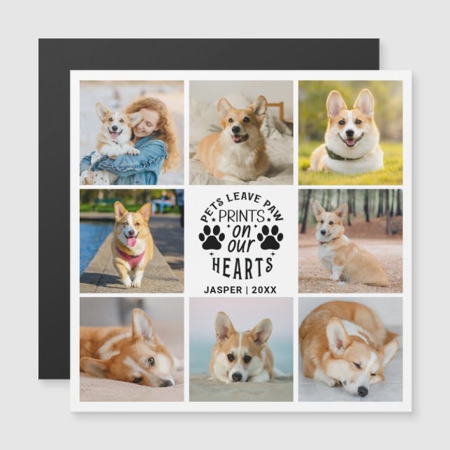 8 Photo Collage Pet Remembrance Magnetic Card (Front/Back)