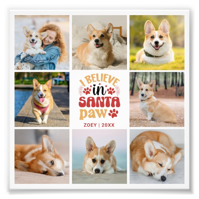 8 Photo Collage Pet Santa Paws Photo Enlargement (Front)