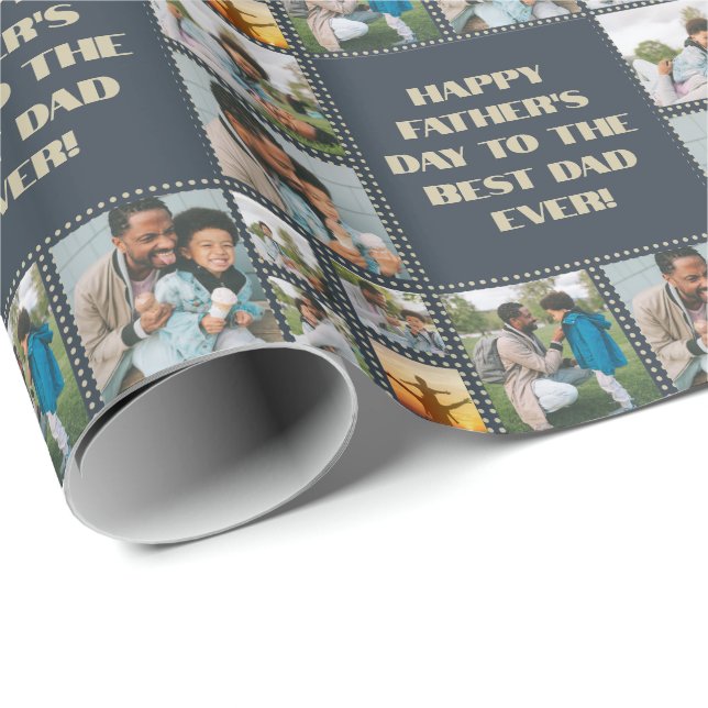8 Photo Collage Sentiment Father's Day Birthday Wrapping Paper (Roll Corner)