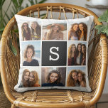 8 Photo Collage with Black White Monogram Cushion<br><div class="desc">You can use Instagram photos for this design. Use 8 square photos to create a unique and personal gift. Or you can keep the hipster puppy and make a trendy keepsake. If you need to adjust the pictures,  click on the customise tool to make changes.</div>