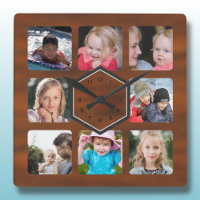 8 Photo Collage Wood Pattern