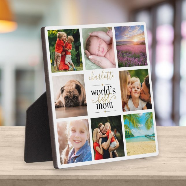 8 Photo Collage Worlds Best Mum Personalised Plaque (Creator Uploaded)