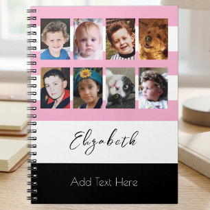8 photo custom name pink notebook