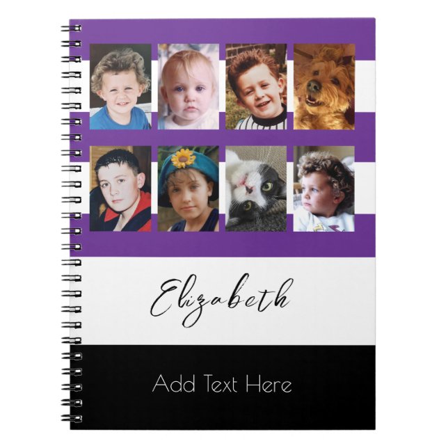8 photo custom name purple notebook (Front)