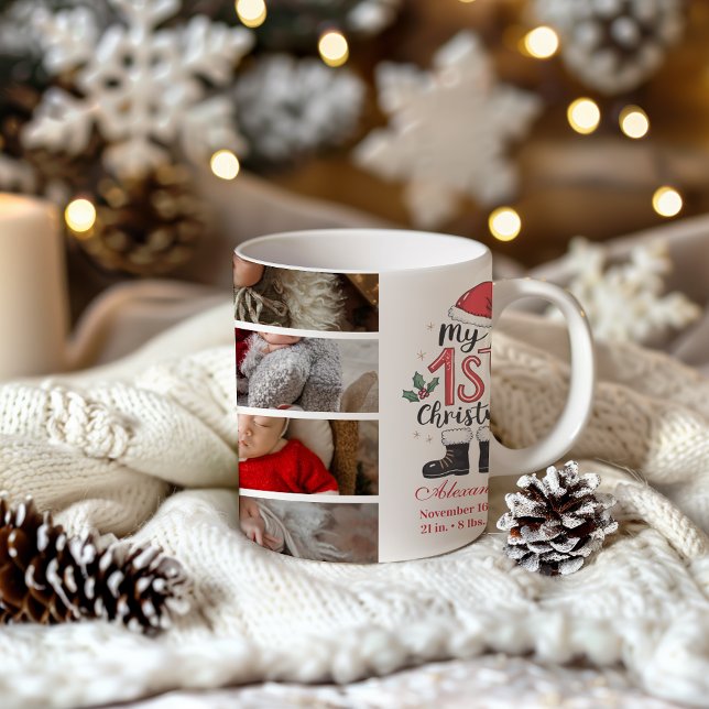 8 Photo Cute Santa Baby 1st Christmas Coffee Mug (Creator Uploaded)