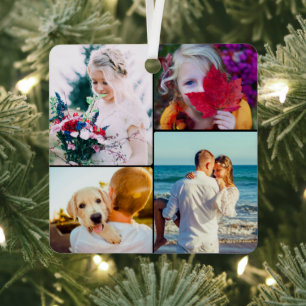 8 Photo Double Sided Metal Rounded Ornament
