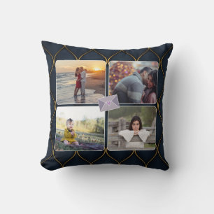 8 Photo/ Elegant Black Gold Purple Love Heart Cushion