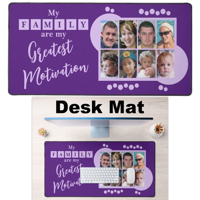 8 photo family motivation purple desk mat (Creator Uploaded)
