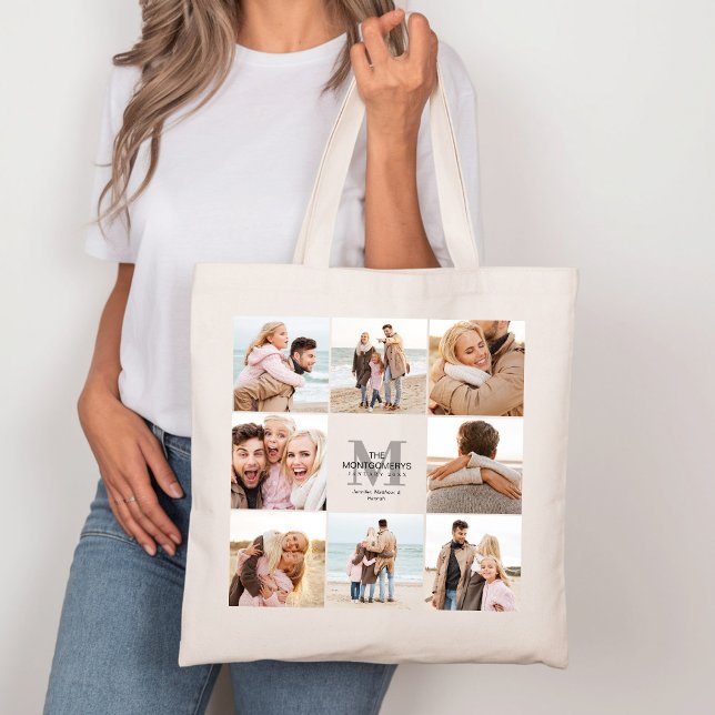 8 Photo Family Photo Collage Canvas Tote (Creator Uploaded)