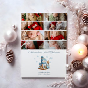 8 Photo First Christmas Birth Announcement