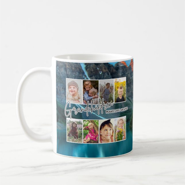 8 Photo "Grandchildren Make Life Grand" Coffee Mug (Left)