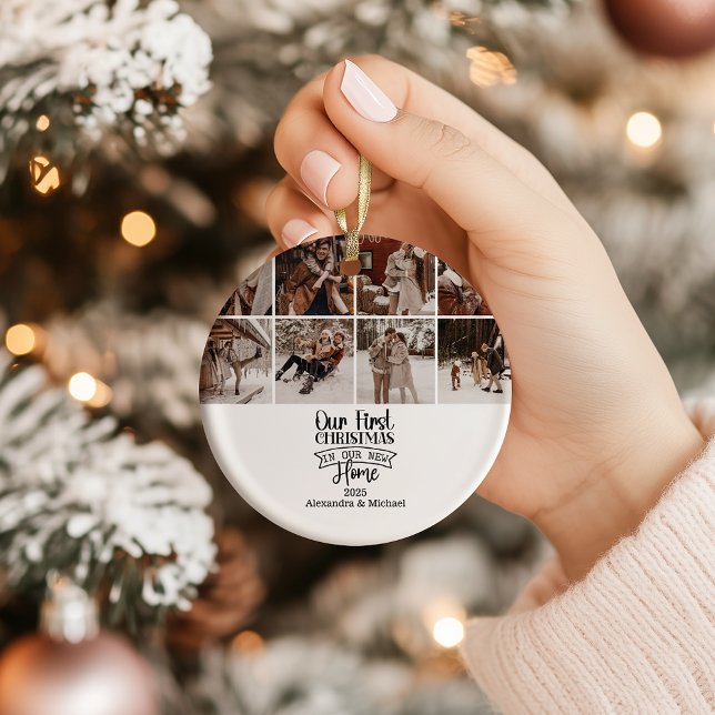 8 Photo Minimalist Christmas First Home Ceramic Tree Decoration (Creator Uploaded)