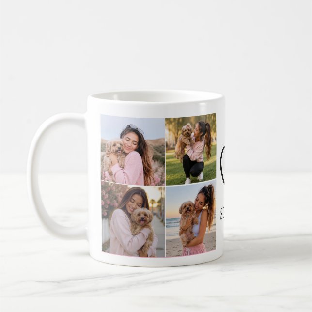 8 Photo Personalised Name Dog Coffee Mug (Left)