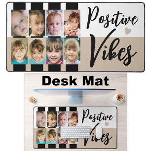 8 photo positive vibes stripes black brown desk mat