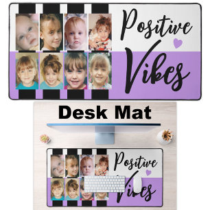 8 photo positive vibes stripes black purple desk mat