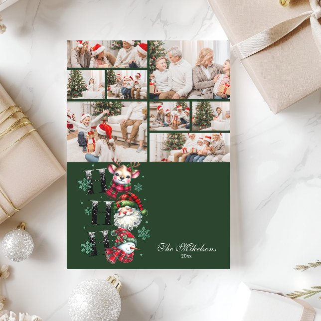 8 Photo Retro Santa & Friends Christmas Holiday Card (Creator Uploaded)