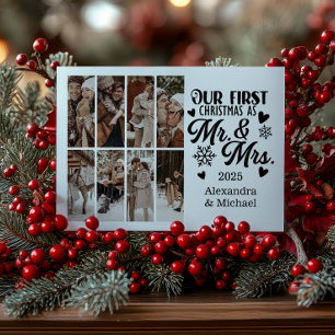 8 Photo Snowflakes Christmas Mr and Mrs  Holiday Card